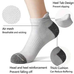 Chaussettes blanches à la cheville, respirantes, tricotées, couleur unie, pour adultes, usage quotidien décontracté - Product Image 3