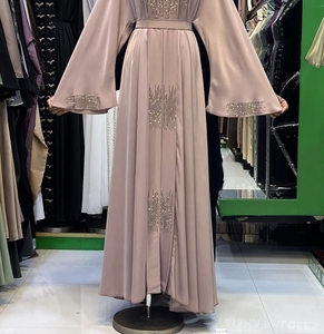 New2026 Selling Abaya Modest Dubai Beaded Sequined <b>Long</b> Sleeve Abaya Muslim Traditional Handmade Wedding Women Breathable V Neck - Product Image 2