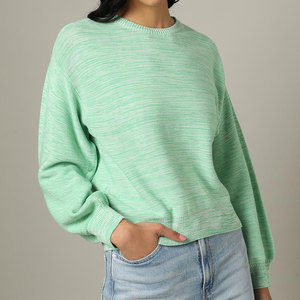 Suéter de Punto con Cuello Redondo para Mujer, Color Heather, Sudadera Holgada de Algodón, Estilo Urbano, Otoño Invierno - Product Image 1