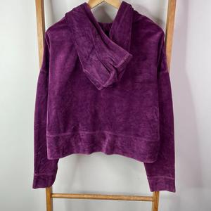 Sudadera con Capucha para Mujer, Talla Grande, Color Morado, de Terciopelo, Corta - Product Image 5