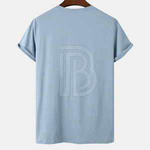 เสื้อยืดผู้ชายพิมพ์โลโก้ตามสั่งขายส่ง ผ้าฝ้าย 100% คอกลม ทรงหลวม บริการ OEM แบบกำหนดเอง เสื้อยืดสีพื้นสำหรับผู้ชาย - Product Image 2