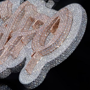 Joyería para Raperos, Collar de Plata de Ley 925 con Moissanita para Hombre, Moderno, Certificado, en Oro Rosa de Dos Tonos, Cierre de Corazón, Letra con Nombre Personalizado - Product Image 2