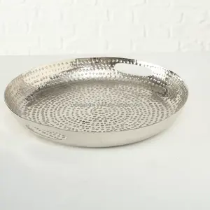 Bandeja de metal hecha a mano con estilo de Zahid Exports para bodas y exportación de regalos bandeja decorativa hecha a mano de La India - Product Image 1