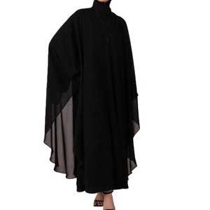 Abaya <b>Dress</b> Plus Size Breathable Long Sleeve <b>Modest</b> Full Length Loose Fit Plain Design High Quality Women's Black Apparel - Product Image 4
