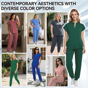 Conjunto de Uniforme Médico Personalizado Unisex, Azul Marino, de Algodón y Poliéster, Pantalones y Blusa de Punto, Ropa de Trabajo para Hospitales, Enfermería - Product Image 6