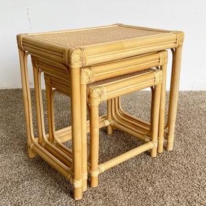 Mesas auxiliares de ratán a precio competitivo, muebles de sala de estar, juego de mesas de centro de mimbre y madera. - Product Image 6