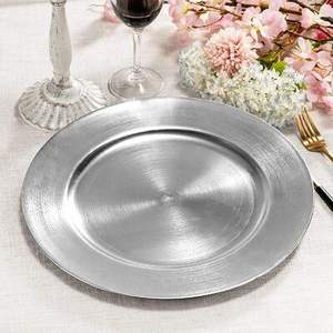 Assiette de présentation de luxe écologique en acier inoxydable argenté perlé de 13 pouces pour service de dîner de mariage et banquet - Product Image 5