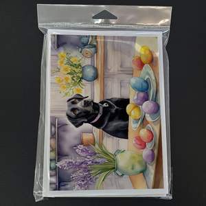 Whimsical <b>Easter</b> Decor Black Labrador Retriever <b>Pack</b> 8 A7 Size 5x7 Blank Note Greeting <b>Cards</b> with Envelopes - Product Image 3