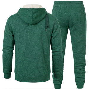 Magnifique ensemble de survêtement d'hiver pour homme, couleur verte, imprimé uni, 100 % coton, en molleton, design anti-transpiration, tendance - Product Image 1