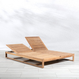 Chaise longue d'extérieur moderne en teck massif de qualité supérieure avec dossier inclinable réglable et coussin épais pour villa, hôtel, bord de piscine - Product Image 4