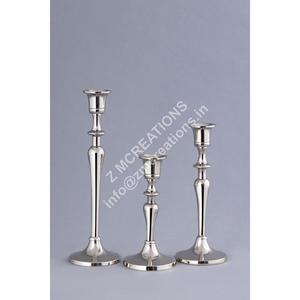 Shiny Polish Metal Pillar Candle Holder Set 3 Heat Resistant Portable Handmade Modern Design Eco-Friendly Christmas Easter Decor - Product Image 1