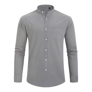 Men's Custom Stand Collar <b>Short</b> <b>Sleeve</b> Button Front <b>Shirt</b> with Chest Pocket for Casual Smart Summer Wear <b>Shirts</b> - Product Image 2