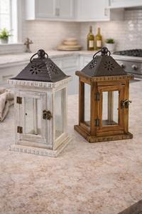 Lanterne en bois - Forme carrée - Décoration festive pour Noël et Thanksgiving - Ornement de décoration pour la maison - Product Image 3