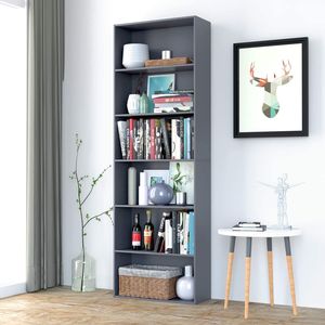 Étagère à livres grise à 6 niveaux, 70,8 pouces de hauteur, bibliothèque autoportante en bois pour bureau, salon, salle de sport et utilisation en extérieur - Product Image 1