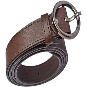 Cinturón informal de cuero para hombre, de diseñador de alta calidad, con hebilla redonda de metal, en marrón, en todas las tallas - Product Image 4