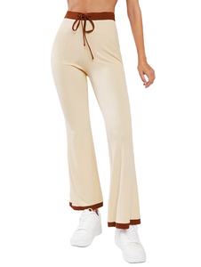 กางเกงเลกกิ้งผ้านิ่มเอวสูงลำลองของผู้หญิงสำหรับ2025เลกกิ้งผ้าระบายลมมีเชือกผูกด้านหน้าระบายอากาศได้ดีตกแต่งทาสี - Product Image 3