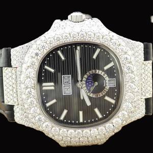 Reloj Personalizado Único para Hombre con Caja Cuadrada, Diamantes Moissanite, Esfera de Cronógrafo y Correa de Goma Negra, Precio al por Mayor - Product Image 2