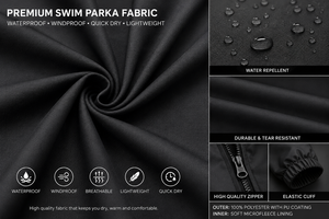 Veste parka de bain imperméable personnalisée avec capuche, doublure en micro polaire, séchage rapide, coupe-vent, longue robe de change pour la natation et les activités de plein air - Product Image 5
