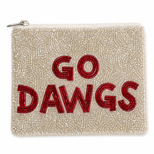 Luxury Handmade GO DAWGS Glass Beaded Mini Coin <b>Purse</b> Sports Fan Zipper Wallet Fabric Lining College Game Day Gift OEM ODM - Product Image 1