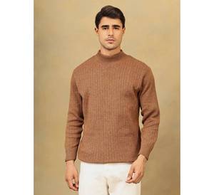 Pull côtelé à col montant pour homme, coupe ajustée, tricoté, OEM/ODM - Product Image 1