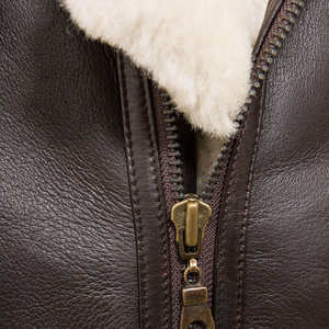 Chaqueta de piel de oveja para hombre, estilo clásico con cremallera, forro de lana gruesa, talla grande. - Product Image 4