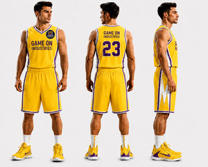 Ensemble de maillot et short de basket-ball imprimé, design personnalisé par sublimation, respirant, léger, séchage rapide, durable, antidérapant - Product Image 1