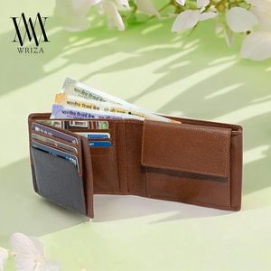 WRIZA Men's Genuine Leather <b>RFID</b> <b>Blocking</b> Slim Bifold Travel <b>Wallet</b>-Premium Brown Formal Credit Card Holder - Product Image 2