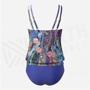 Women's Floral Print Tankini Swimwear Set With Ruffled Top And High Waist Bottoms - Product Image 2