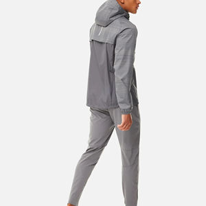 Ensemble de survêtement personnalisé en tissu tissé avec veste zippée et pantalon de jogging, coupe-vent en nylon color block, survêtement rayé pour homme - Product Image 6