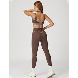 Ensemble de yoga élégant pour femme, style actif, short taille haute à dentelle, 2 pièces, séchage rapide, respirant, vêtements de sport - Product Image 4