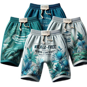 Shorts imprimés pour hommes décontractés intelligents dernières conceptions 100% coton séchage rapide respirant mi anti-rides taille élastique OEM Logo imprime - Product Image 4