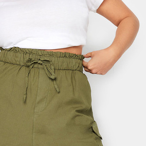 High Waist <b>Women's</b> <b>Cargo</b> <b>Shorts</b> Cotton Spandex Canvas Dark Wash Quick Dry Breathable Button Fly Casual Solid Color Pocket Design - Product Image 3