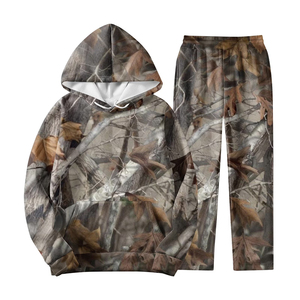 Custom <b>Pullover</b> Camo Tracksuit <b>Men's</b> Camouflage Hoodie and Jogger Set 100% Cotton OEM ODM Private Label Manufacturer Gym Wear - Product Image 3