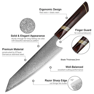 Cuchillo de Chef de Acero de Damasco Hecho a Mano con Mango de Madera, Cuchillo de Cocina Profesional, Fabricante Mayorista, Estilo Japonés - Product Image 6