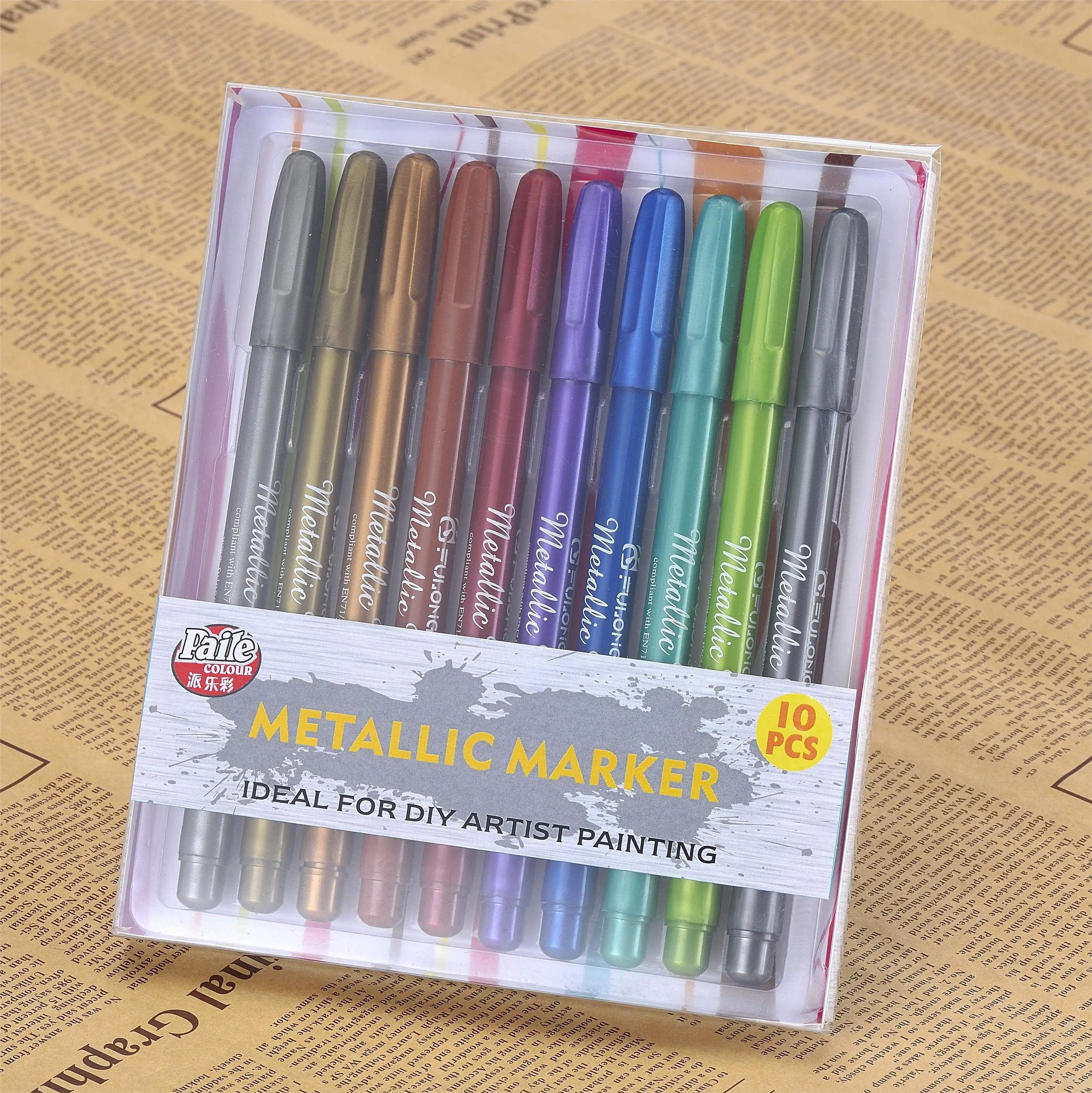 Individuelles sortiertes Farben-Metallmarker-Stift-Set Glitzer-Marker für Papier, Glas, Felsbilder