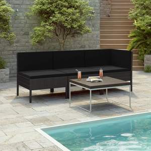 Ensemble de meubles d'extérieur en rotin PE noir avec acier thermolaqué et polyester – Collection élégante pour patio - Product Image 1