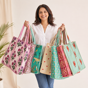 Sac fourre-tout en coton imprimé bohème à prix d'usine avec fermeture éclair, prêt pour l'été/l'automne/l'hiver, 18" x 18", 200 unités - Product Image 1