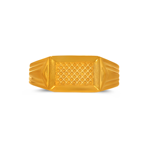 BlockWeave <b>Men</b>’s Gold <b>Ring</b> Luxury Solid Gold <b>Men's</b> Classic Signet <b>Ring</b> with Geometric Textured Design High Polish Finish - Product Image 3