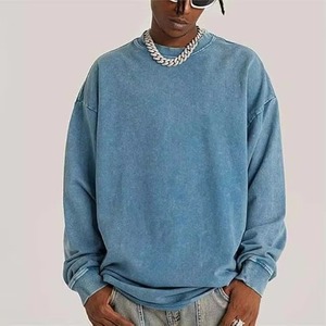 เสื้อสเวตเชิ้ตคอกลมสีฟ้าอ่อนสำหรับผู้ชาย ผ้าฝ้าย 100% ทรงปกติ สีพื้น แขนยาว สวมใส่สบาย เหมาะสำหรับฤดูหนาว - Product Image 4