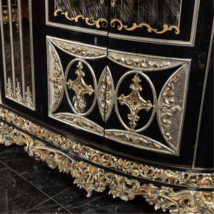Premium Royal <b>Wardrobe</b> Black Gold Finish Italian Baroque Classic Solid Mahogany Hand-Carved Luxury Bedroom Furniture Customized - Product Image 3