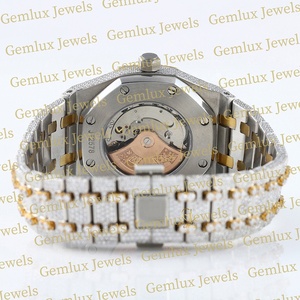 Montre pour homme Hip Hop bicolore plaqué or 14 carats avec date automatique, nouveauté, testeur de diamants D VVS, Moissanite entièrement glacé - Product Image 4