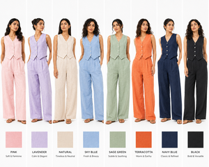 Conjunto de Ropa Casual a Cuadros con Aspecto de Lino para Mujer, Chaleco sin Mangas con Botones, Pantalones Anchos, Conjunto de 2 Piezas, Elegante, Talla XXS - Product Image 6