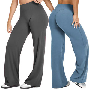 Solid <b>Flared</b> Yoga <b>Leggings</b> Elastic Waist Soft Stretch Lightweight Breathable Spandex/Nylon Gym Fitness Wear Custom Logo Women's - Product Image 1