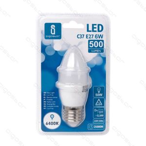 หลอดไฟ LED C37 E27 6W 6400K แสงเดย์ไลท์ 500 ลูเมน 25000H เปิด-ปิด 12500 รอบ 130V 50Hz - Product Image 1