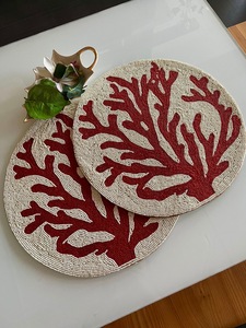 Les-Ottomans 'Coral' Beaded Placemats Beaded Placemat Easter Placemat Mat Pinwheel Bliss Placemat Design Placemat by Saro Lifes - Product Image 6