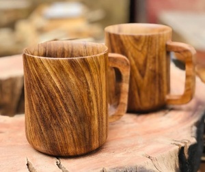 Solid Wood Coffee Mug Handmade Natural Wooden Cup Rustic Design Eco Friendly Drinking Mug for Tea Coffee Milk - Product Image 1