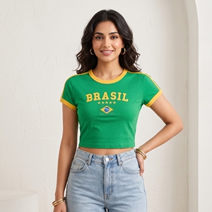 Camiseta Corta de Verano para Mujer, Personalizada con Logotipo, 100% Algodón, Corte Regular, Informal, Transpirable, de Alta Calidad - Product Image 2