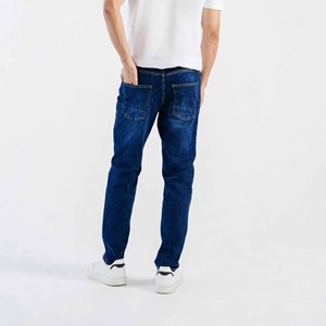 Men's Dark Blue Regular Fit Custom Made High Quality Streetwear Denim <b>Jeans</b> for Men's with High Quality Custom Embroidered logo - Product Image 3