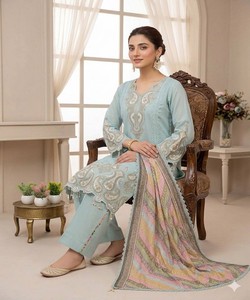 Vintage Traditional Salwarkameez Suit for Women 3 Piece Party Wear Floor-Length Indian Pakistani Style 85229 LEMBOGEE- LG-2103 - Product Image 2