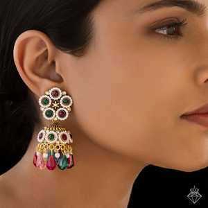 Boucles d'oreilles ethniques PRAO Jhumki Pearl Accessoire anti-ternissement et élégant - Product Image 3